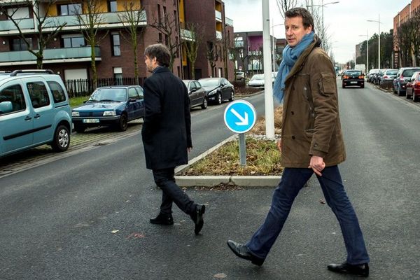 Damien Carême et Yannick Jadot, à Grande-Synthe, lors de la campagne d'EELV pour les européenne.