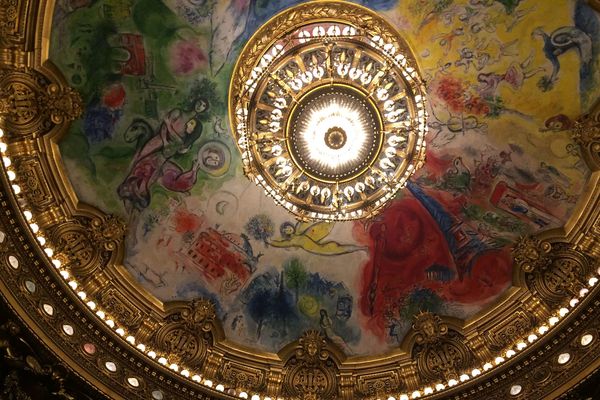 Le plafond de l'opéra Garnier, peint par Marc Chagall.