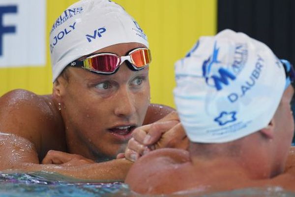 Damien Joly (à gauche) et David Aubry ont signé un doublé montpelliérain lors des Championnats de France de natation en grand bassin, à Saint-Raphaël - 25 mai 2018