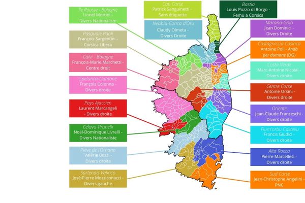 Les 19 communautés de communes de Corse