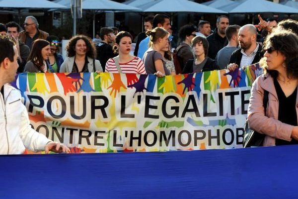 La manifestation toulousaine de protestation contre l'homophobie le 15 avril 2013