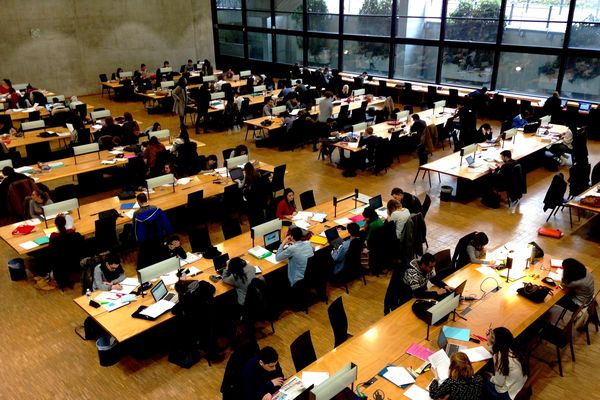 Etudiants dans la salle de bibliothèque de la Faculté de Droit de Limoges