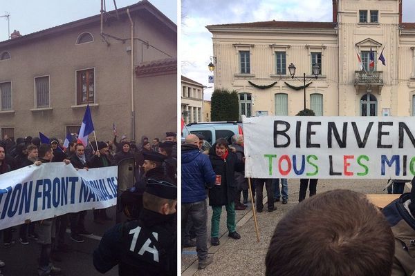 A gauche la mobilisation du FN, à droite celle des pro-migrants.   