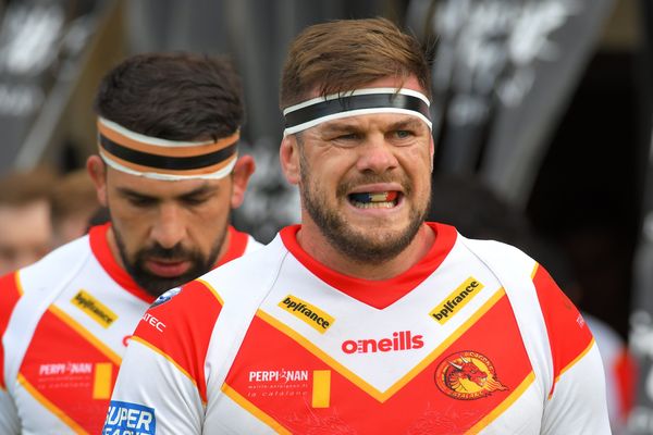 Les Dragons Catalans, lors d'un précédent match contre London Broncos, au stade Gilbert Brutus de Perpignan.