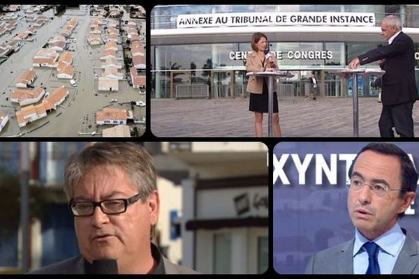 Notre plateau, installé devant le Centre des Congrès des Sables d'Olonne, où va se dérouler le procès. 