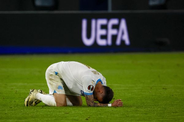 Jonathan Clauss à Hambourg lors du match contre le Shaktar Donetsk en Ligue Europa le 15 février 2024