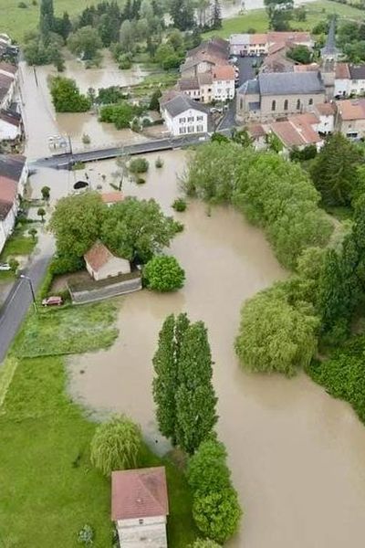 La ville d'Eblange en Moselle est  inondée. Samedi 18 mai 2024.
