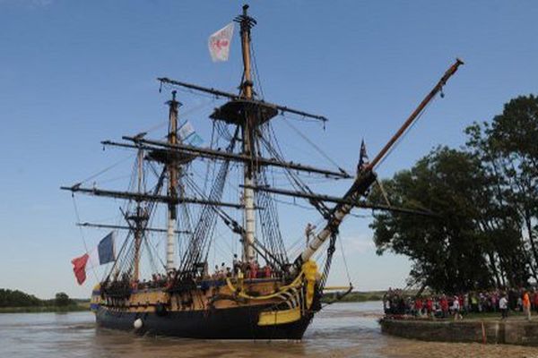 Le retour de l'Hermione à Rochefort le 29 août 2015.