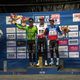 Le podium de la 6e manche de la course Elite Hommes de la coupe de France de cyclo-cross à Troyes : 1- David Menut : 01:03:41  2- Loris Rouiller : +0'07''  3- Clément Venturini : +0'17''