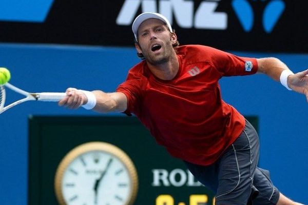 Stéphane Robert face à Andy Murray lors des huitièmes de finale de l'Open d'Australie - 20 janvier 2014