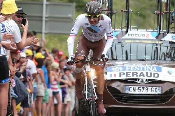 Jean-Christophe Péraud dans la côte de Reallo le 17 juillet 2013 lors du Tour de France