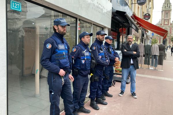 La Ville de Rouen inaugure un nouveau poste de police municipale dans la rue Saint-Sever à Rouen (Seine-Maritime).