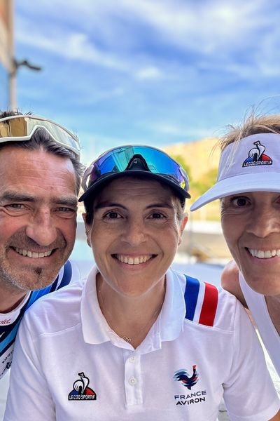 Nathalie Simon, Nathalie Benoit et Pierre Mastalski, qui a traversé l'océan Atlantique à la rame.