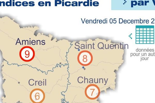 Carte qualité de l'air en Picardie