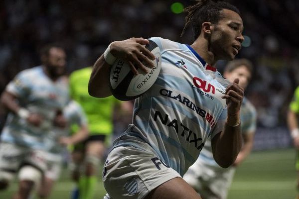 Le joueur du Racing 92 Teddy Thomas, le 17 mars 2018, face au Stade français, à la U Arena, à Nanterre.