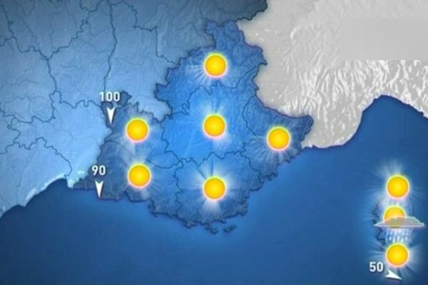 Soleil pour tous ce dimanche, les premiers nuages arriveront mercredi sur l'est des Alpes-Maritimes.