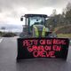 Sur la RN165, près de Quimper, ce 25 janvier 2024, lors de la mobilisation des agriculteurs bretons