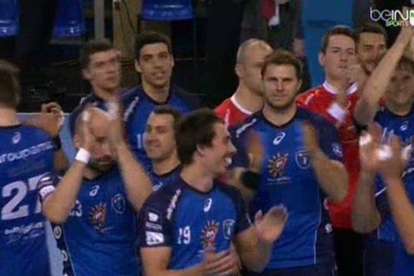 Les handballeurs de Montpellier, invaincus en Coupe EFH, après leur victoire contre le Sporting de Lisbonne 29/03/2014