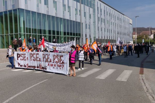 A Belfort, environ 200 personnes ont manifesté ce jeudi 22 avril contre le plan social en cours dans la branche Steam Power de General Electric