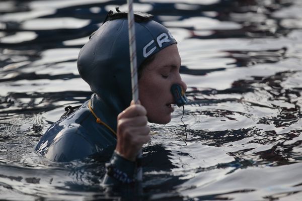 Aurore Asso aux championnats du monde d'apnée de Villefranche-sur-Mer en 2012