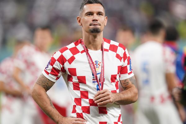 Le joueur de l'OL Dejan Lovren sous le maillot de la Croatie lors de la Coupe du monde 2022 au Qatar.