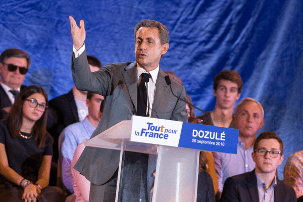 Nicolas Sarkozy Candidat à la primaire de la droite, lors d'une reunion publique dans le Calvados 