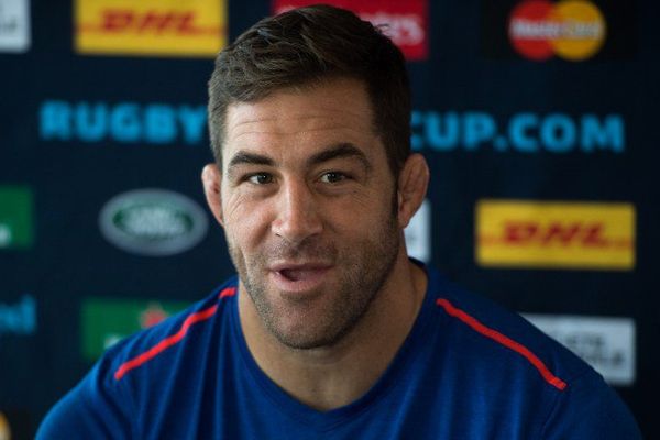 Jamie Cudmore en conférence de presse le 28 septemnre à Leicester.  