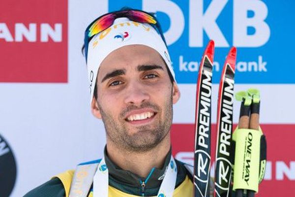 Martin Fourcade sur son podium en Slovénie