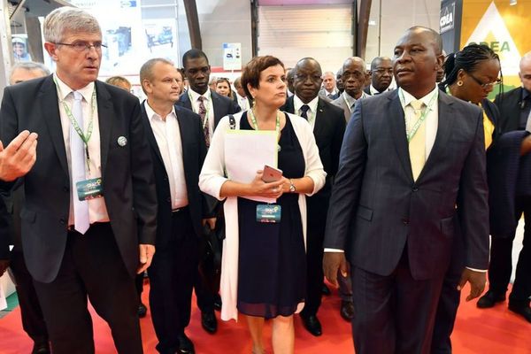 Marcel Denieul, président du Space, Anne Marie Quemener, commissaire générale et Kobenan Kouassi Adjoumani, le ministre des Ressources animales de Côte d'Ivoire, lors de l'inauguration du 30e Space