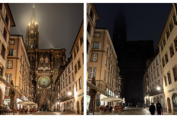 Avant/après 23h03, la cathédrale est dans le noir