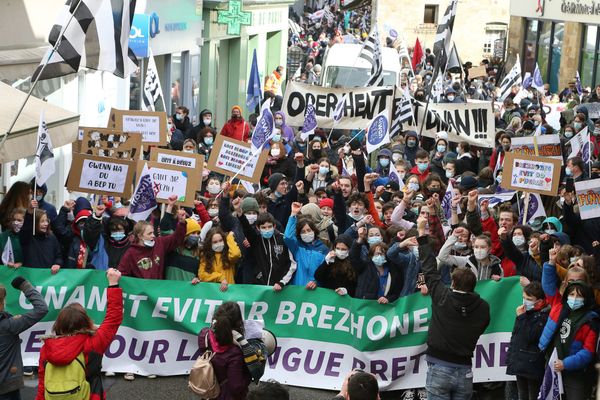 Quimper, le 13/03/2021 : Manifestation des associations pour l'enseignement du breton