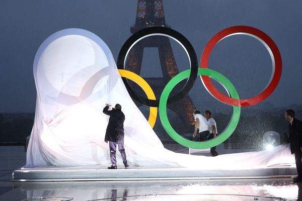 La cérémonie d'annonce de la ville-hôte pour les Jeux de 2024, au Trocadéro, à Paris.