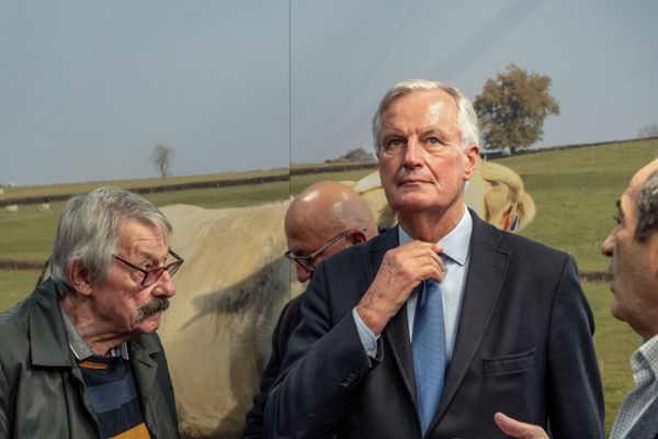 Michel Barnier, au sommet de l'élevage de Clermont-Ferrand, le 7 octobre 2021