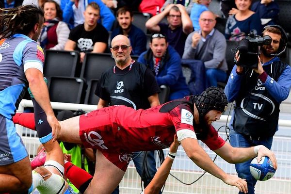 Champions Cup. LOU Rugby vs Cardiff Blues. Essai de Loann Goujon.