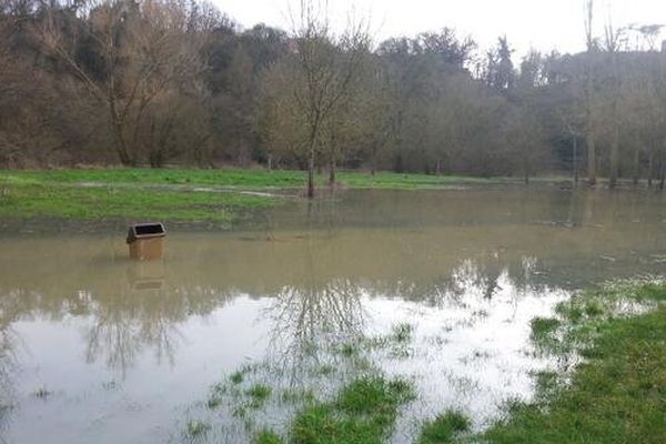 La crue modérée du Clain près au chemin de la Grotte à Calvin à Poitiers