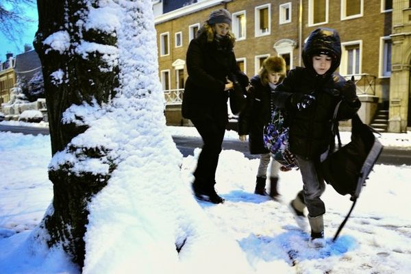 Arras sous la neige, ce mardi 15 janvier 2013. 