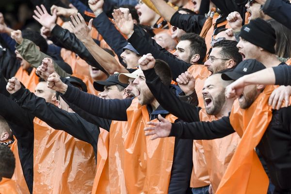 Les supporters du FC Lorient lors d'un match de coupe de France face à Brest le 5/01/2020 au stade du Moustoir à Lorient