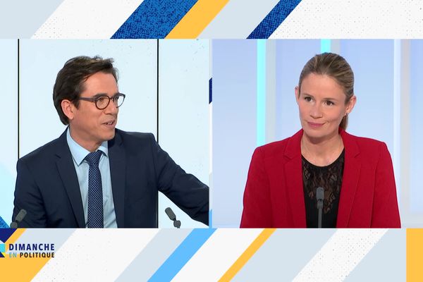 Anne-Laure Babault sur le plateau de Dimanche en Politique présenté par Jérôme Vilain.