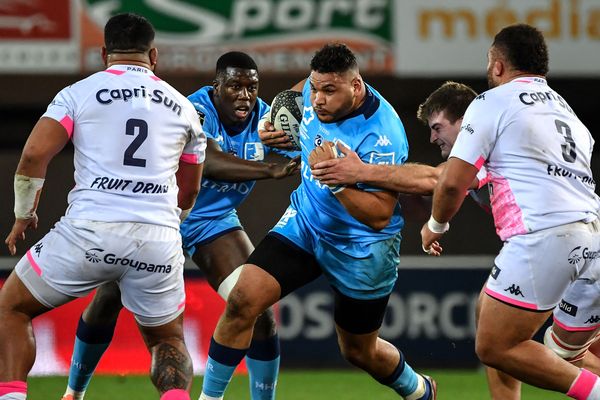 Le pilier du MHR Mohamed Haouas, lors d'un match du Top 14 à Montpellier contre le Stade Français- 2020.