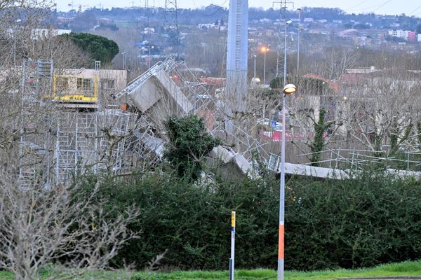 Un accident s'est produit en fin d'après-midi, lundi 4 mars 2024, sur le chantier Tisséo du prolongement de la ligne B à Labège (Haute-Garonne)