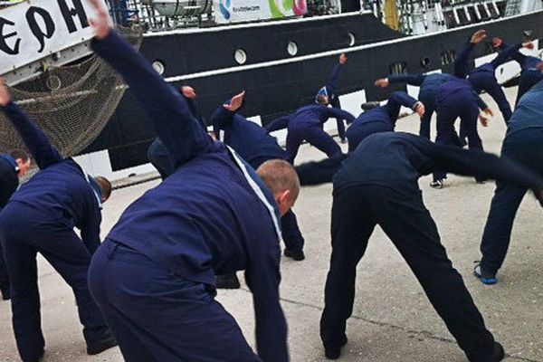 Les cadets russes du Kruzensthern à 7h30 du matin