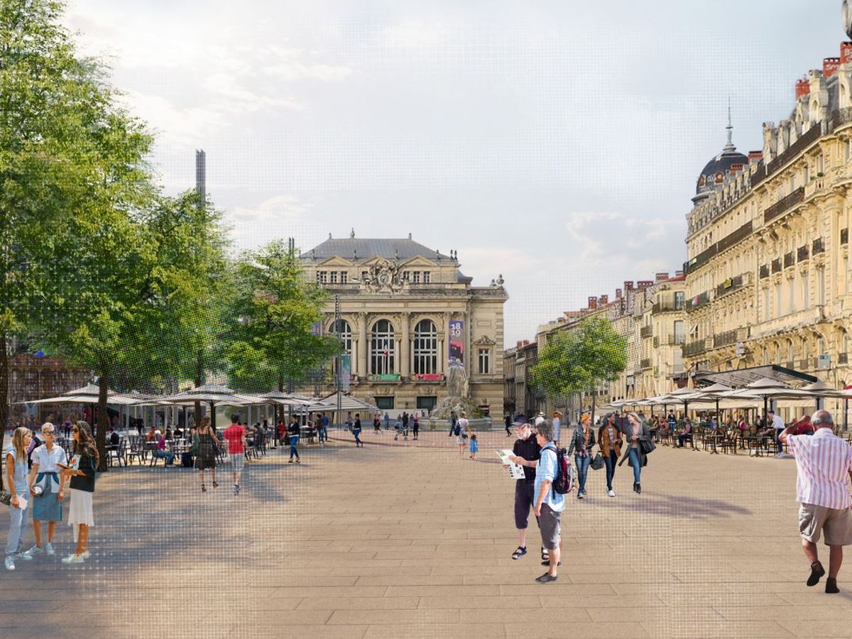 Montpellier le d but des travaux de la place de la Com die