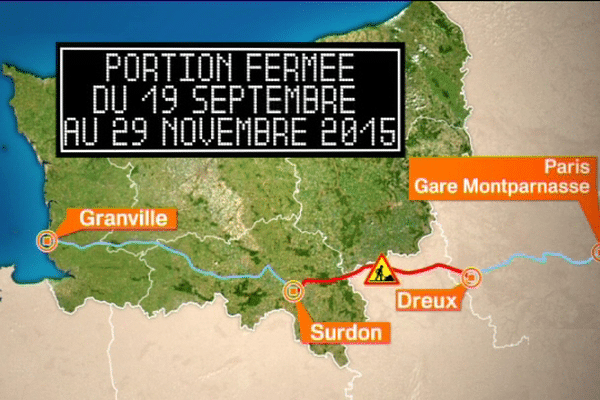 Depuis le 19 septembre, la ligne Paris-Granville est entièrement coupée entre Dreux et Surdon