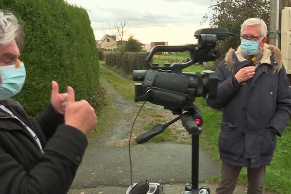 7 janvier 2022 : François Tierce, maire (DVD) de Pavilly (Seine-Maritime) s'apprête à enregistrer une vidéo de vœux