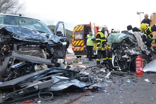 Accident sur la RN116 à Vinça le 14 février 2016.