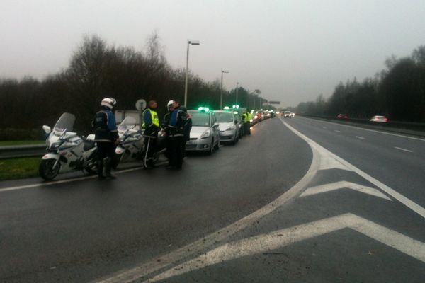 Blocage du périphérique par les taxis nantais 