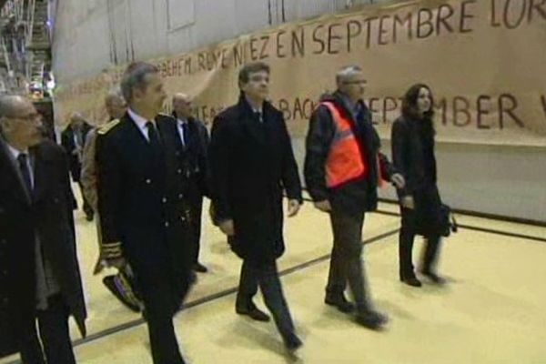 Arnaud Montebourg, ministre du Redressement productif, à Stora Enso Corbehem