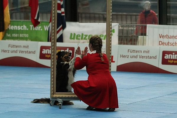 Elke Boxoen et son Border Collie lors du championnat du monde de Danse avec chien. 