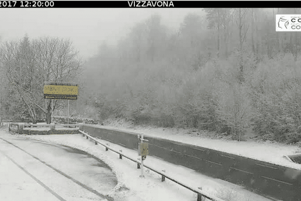 Météo : neige au col de Vizzavona (Haute-Corse) mardi 10 janvier