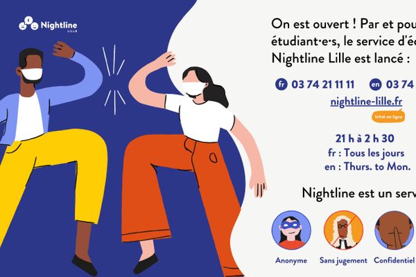 Nightline Lille propose un service d'écoute téléphonique et un chat aux étudiants.